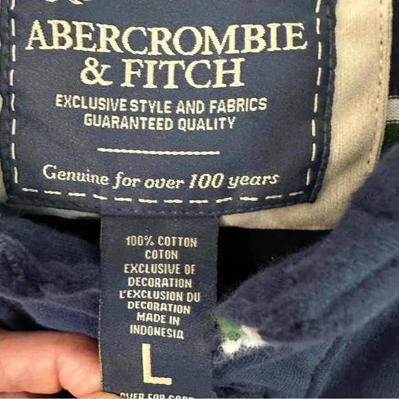 Abercrombie & Fitch Men's Long Sleeve Muscle Striped Polo Cotton Shirt Sz L GUC - Picture 5 of 7